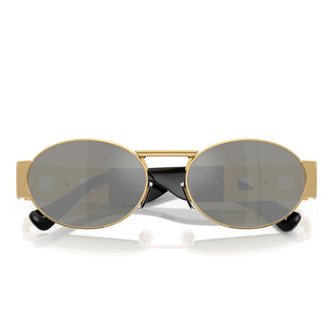 Versace Okulary Przeciwsłoneczne VE2264 100230 Złoto/Zielony Srebrne Lustro Unisex 5